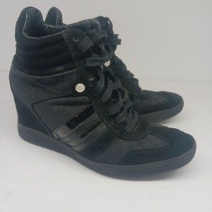 COACH  Alara Hidden Wedge High Top Black Shoes A0548 Women’s Size 6.5M